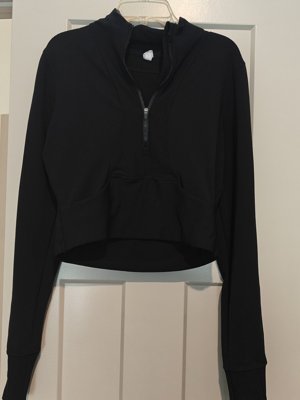 90 Degree By Reflex Black Cropped Half-Zip Top